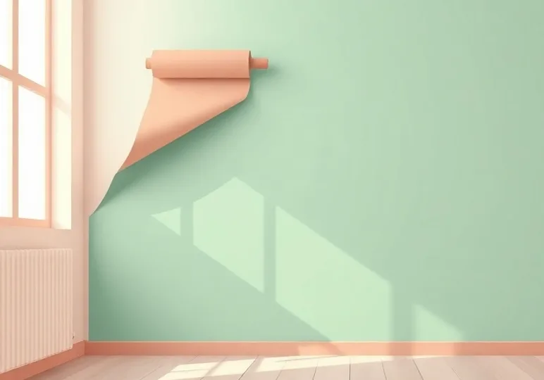 Pose de papier peint, rouleau et brosse à maroufler
